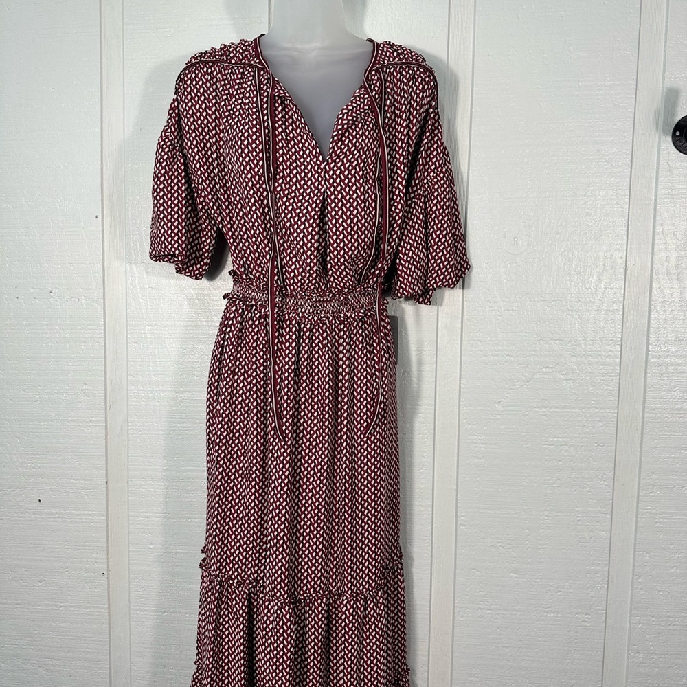 Max Studio Cream/Red Geo Print  Maxi Dress Size Small NWT - Picture 4 of 13